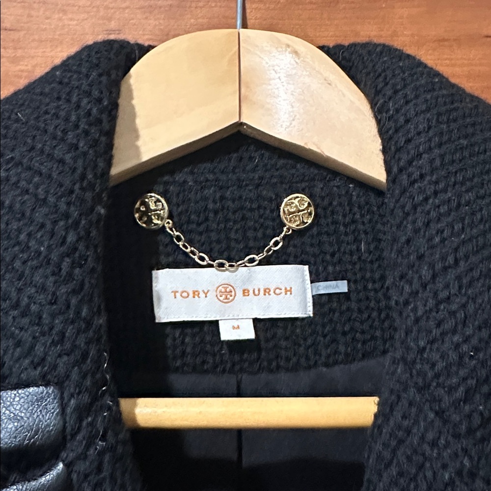 Tory Burch Black Knit Blazer jacket Sz M - Picture 2 of 8